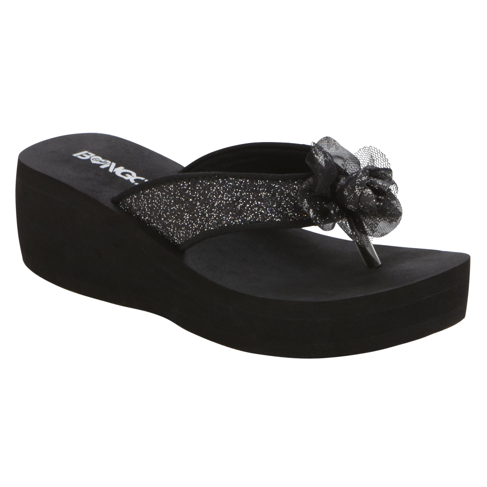 Bongo Girl's Charlize Sequin EVA Wedge Sandal - Black at Kmart.com