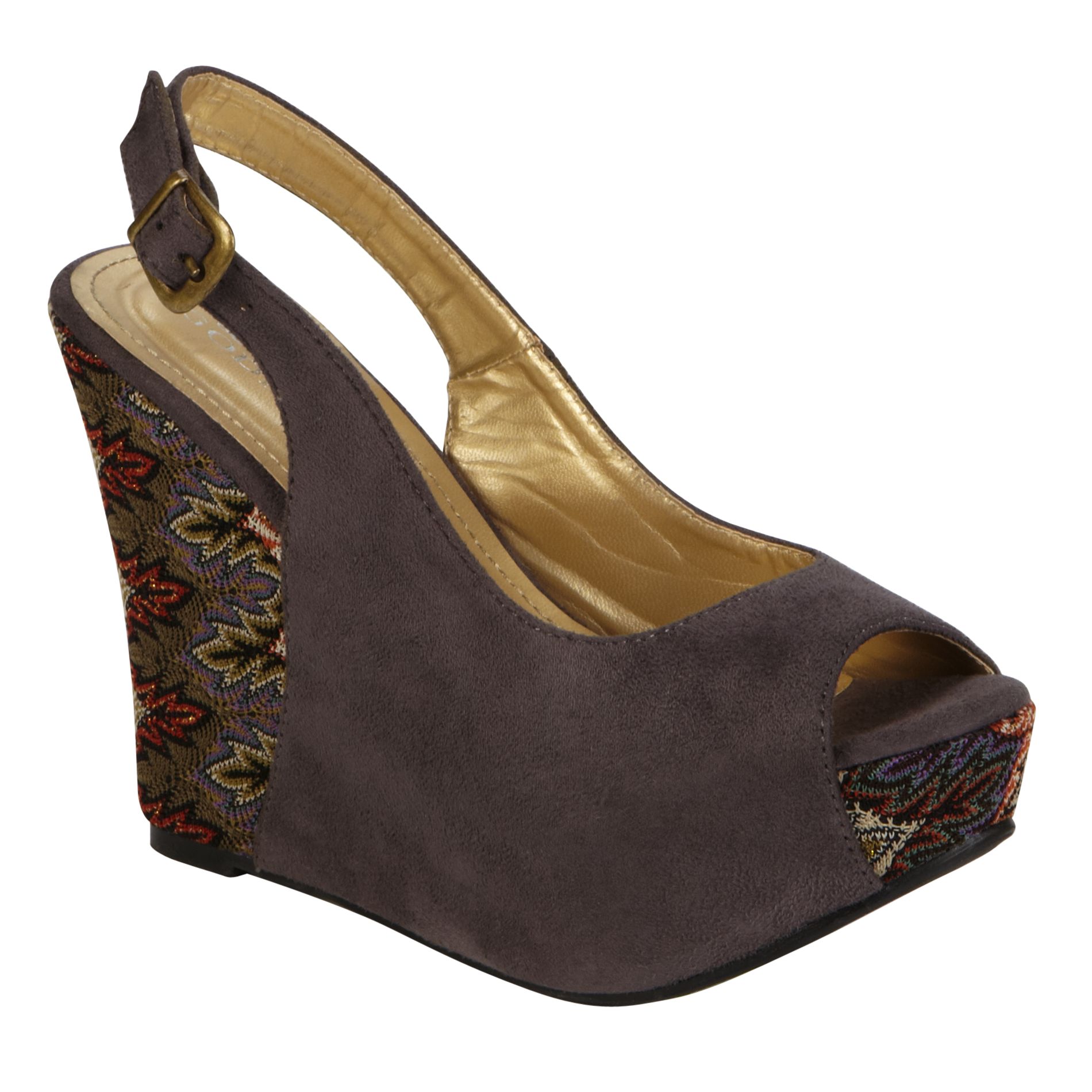 Lady Godiva Women's Cleo Printed Wedge Sandal - Grey at Kmart.com