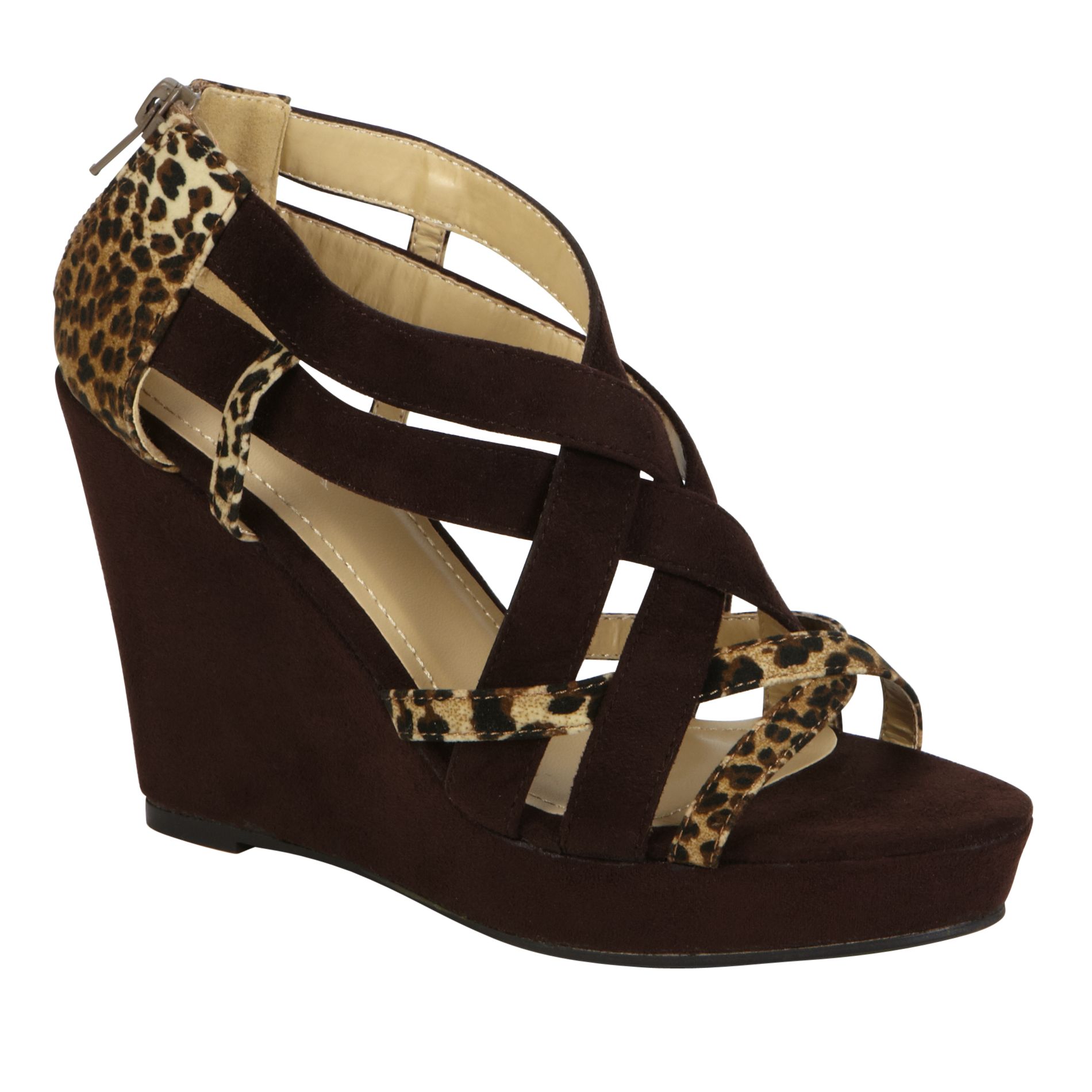 Lady Godiva Women's Chelsi Wedge with Leopard Straps - Brown at Kmart.com