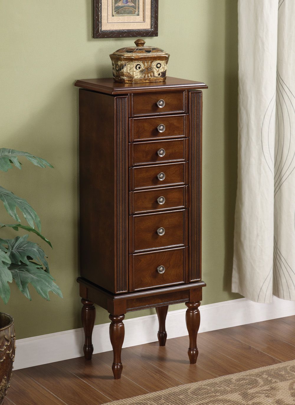 Monarch Specialties I 4015 Antique Cherry Jewelry Armoire