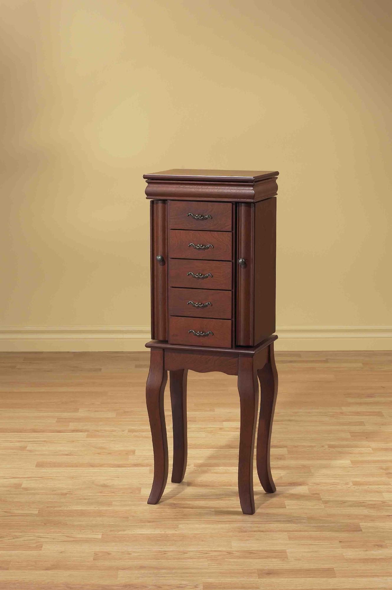 Monarch Specialties Cherry Louis Philippe Jewelry Armoire Brown