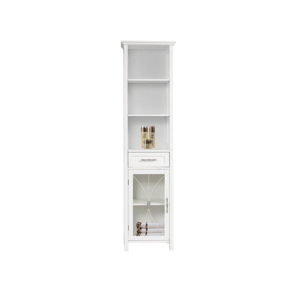 Delaney Linen Cabinet with 1 Drawer and 3 Open Shelves - White