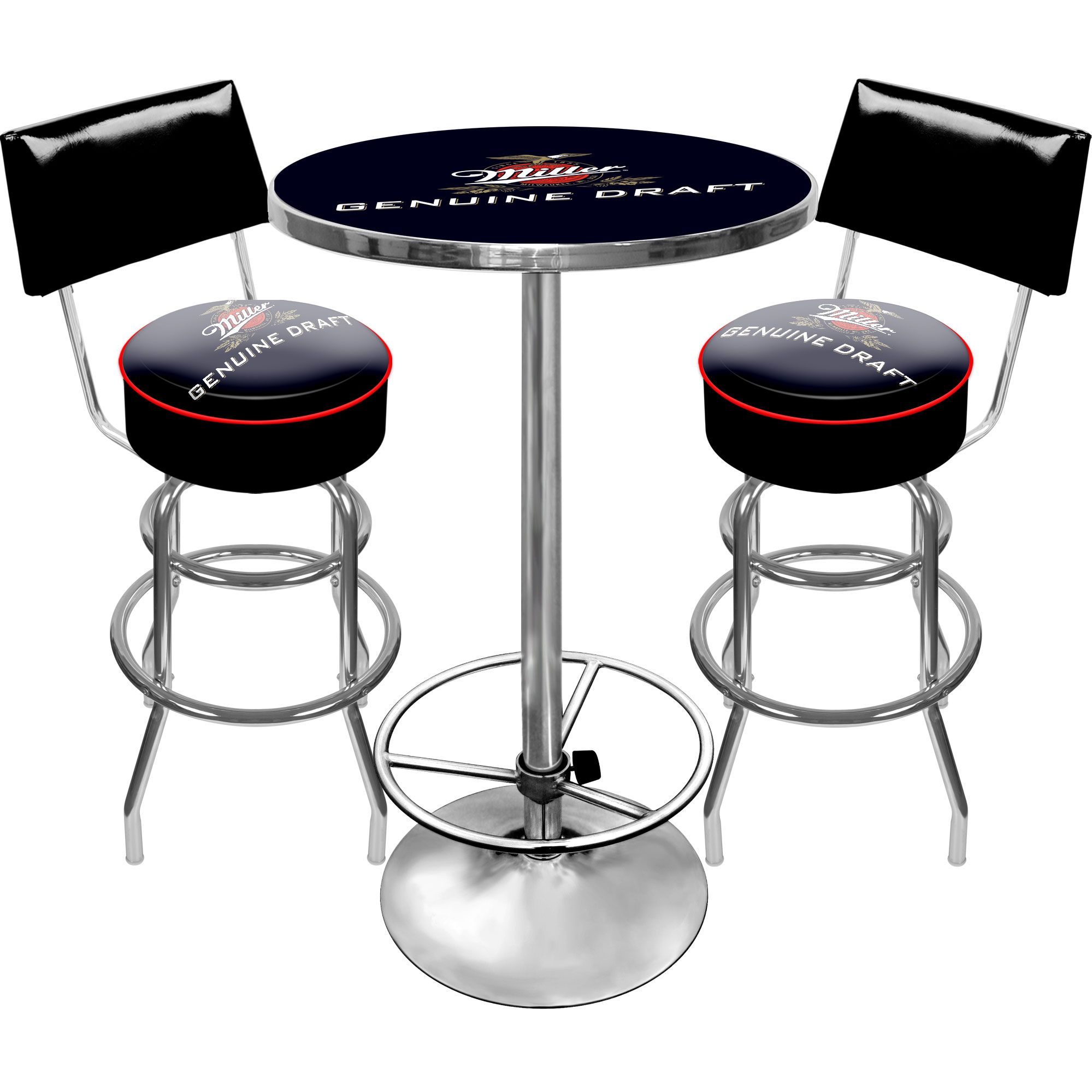 Trademark Global Ultimate Miller Genuine Draft Combo 2 Stools w/ Back & Table at mygofer.com