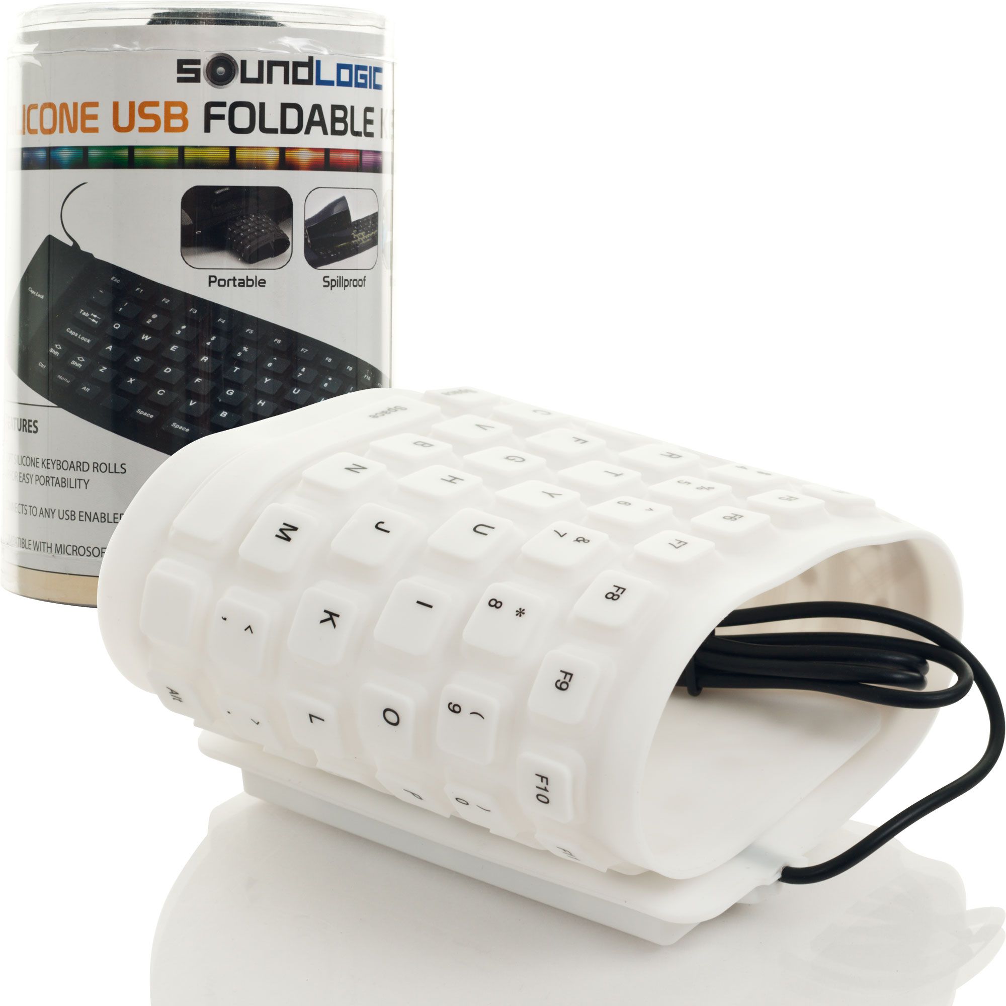 Trademark Roll-up Portable USB Keyboard - White - Waterproof at Sears.com