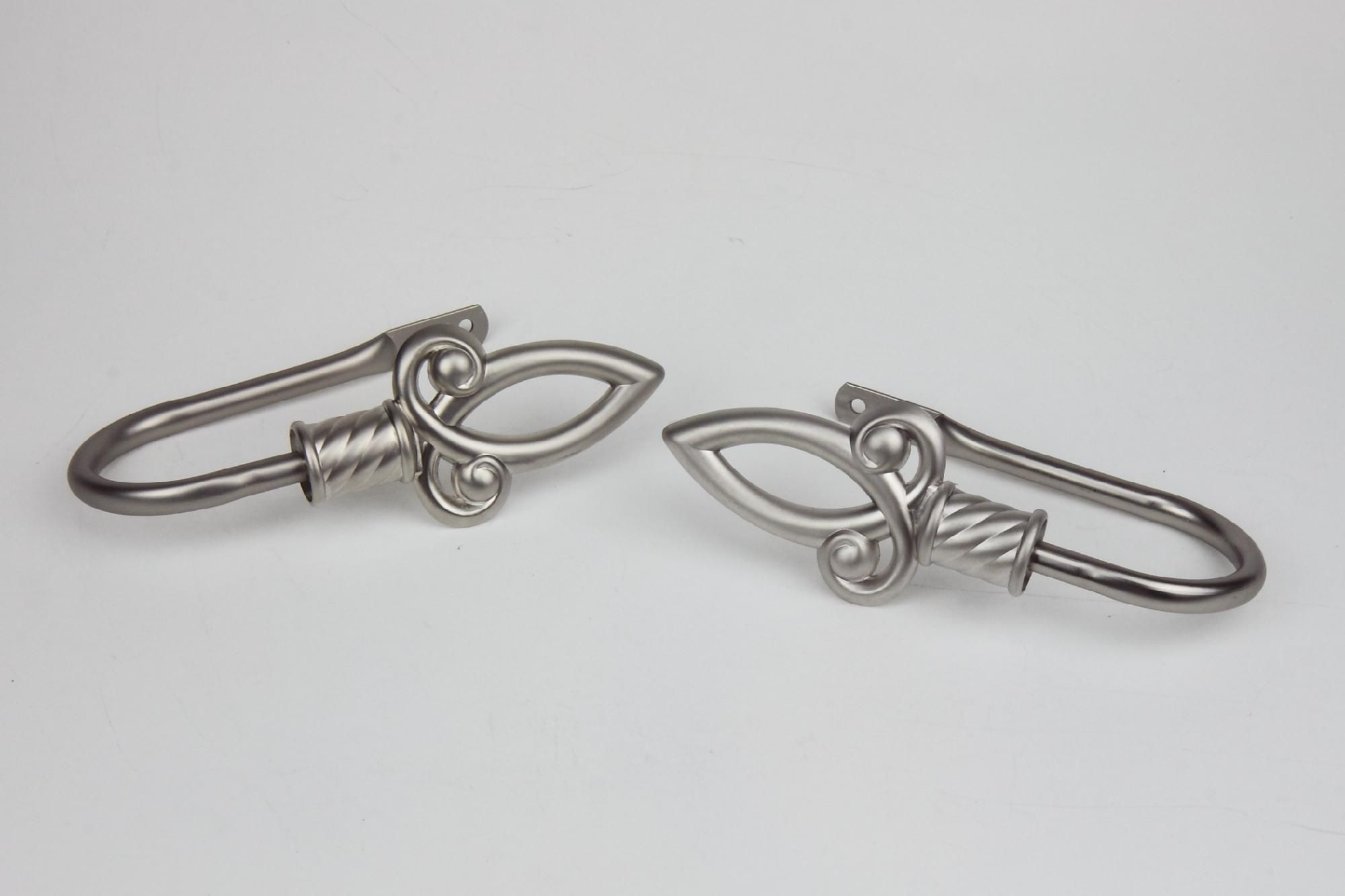 Spire Curtain Holdback Pair - Satin Nickel