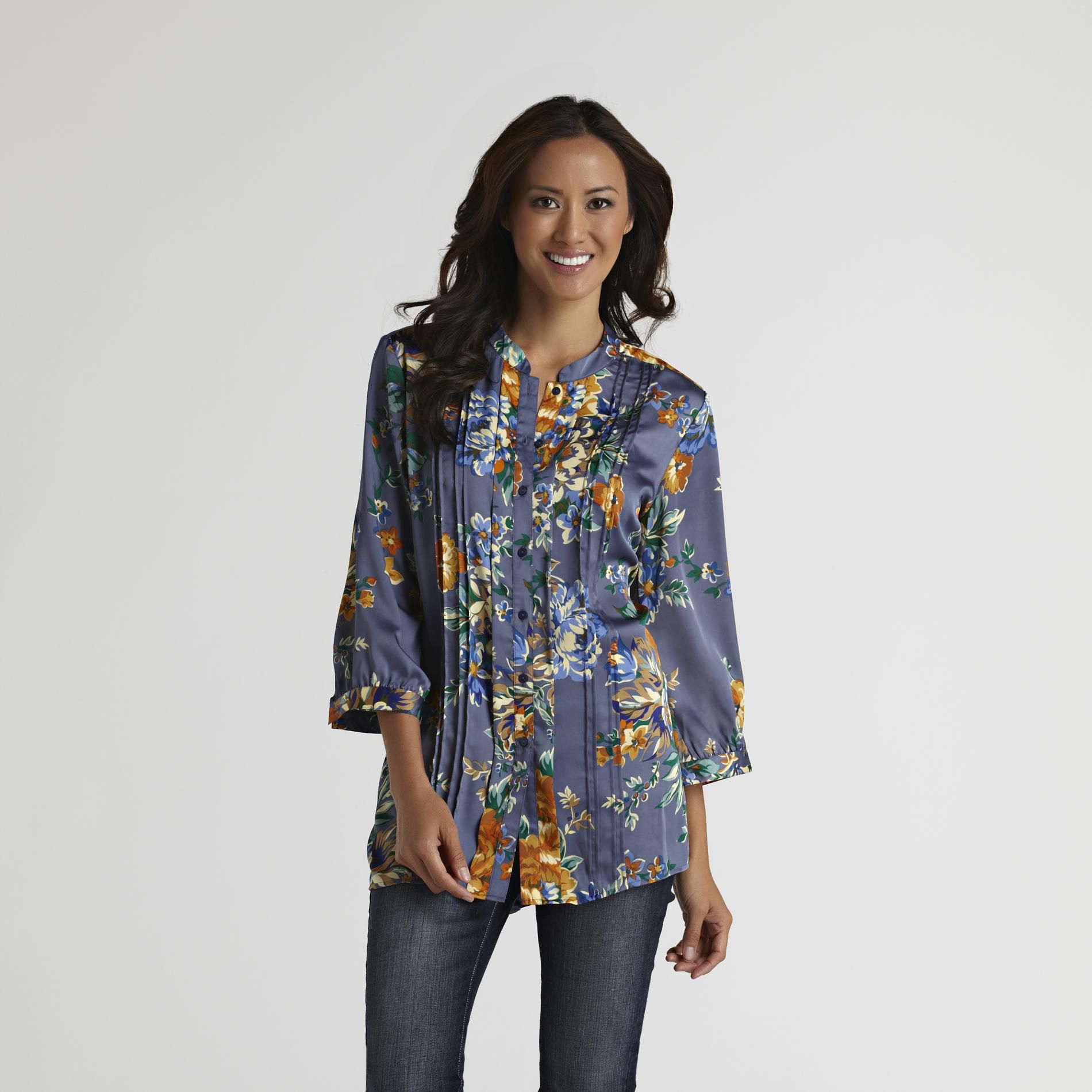 Jaclyn Smith Women's Pleated Satin Tunic at Kmart.com