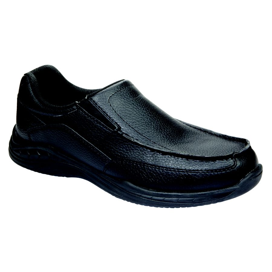 Safetrax Men's Morgan Non-Skid Slip On Shoe - Black at mygofer.com