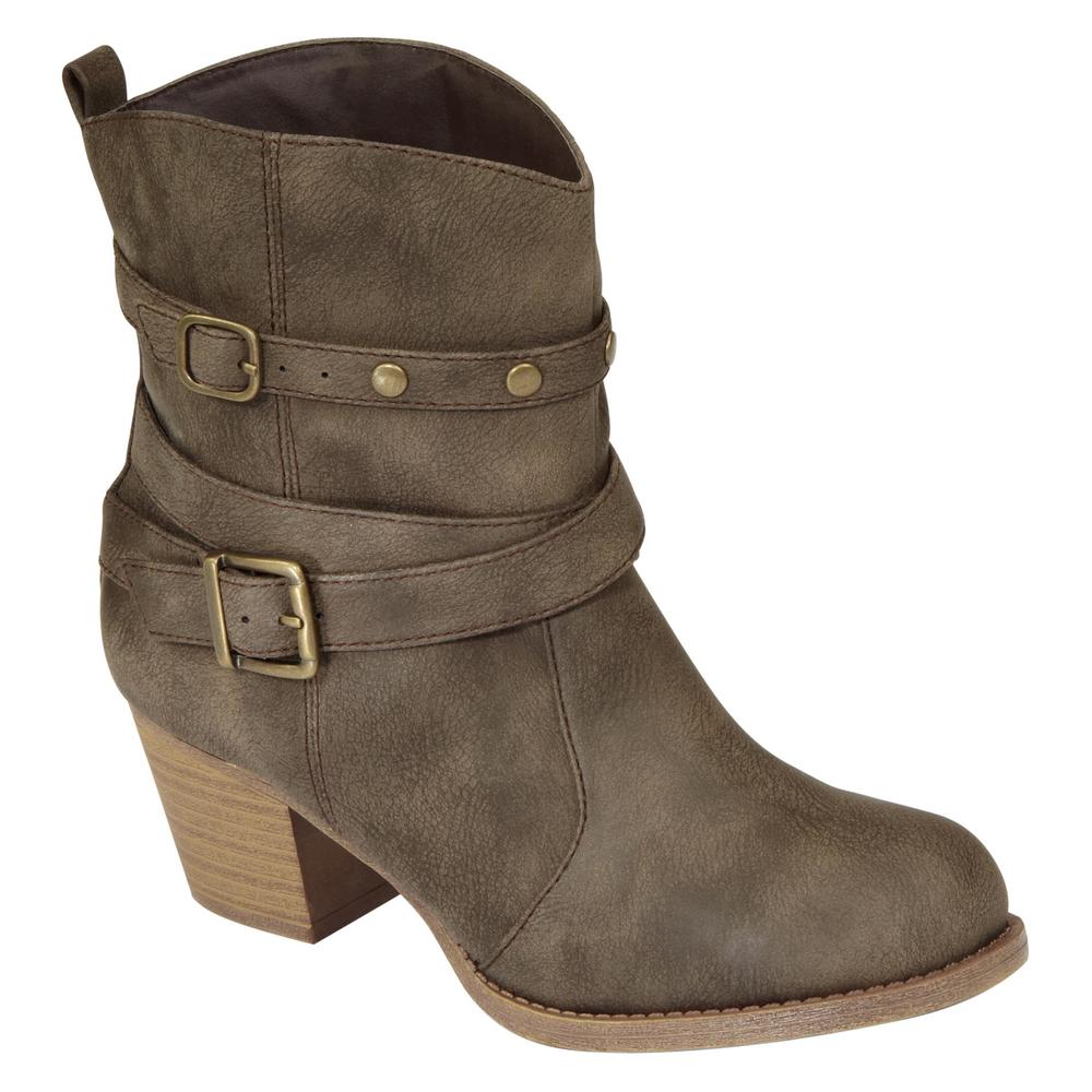 Women's Beth Western Bootie with Buckles - Taupe