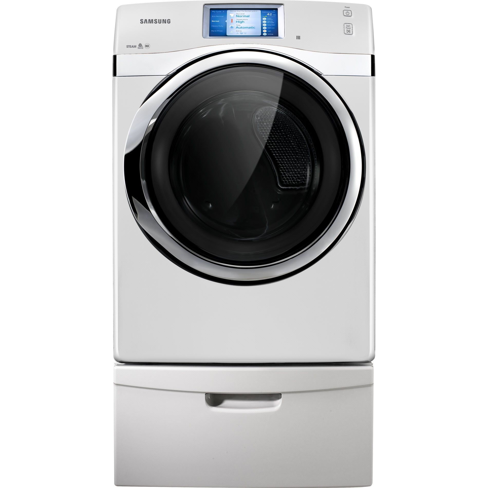 Samsung 7.5 cu. ft. Steam Electric Dryer w/Touch Screen - White 7.0 cu. ft. and greater