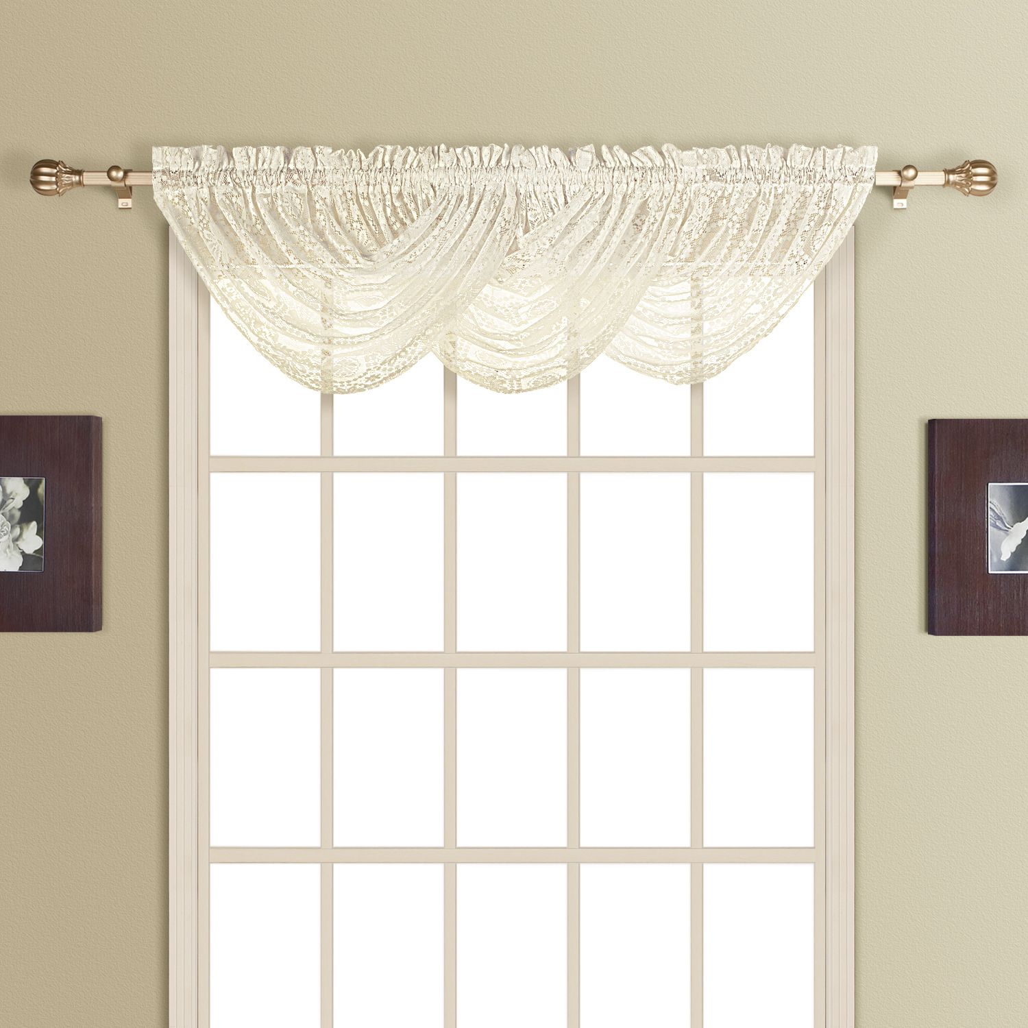 White Battenburg Lace Curtains