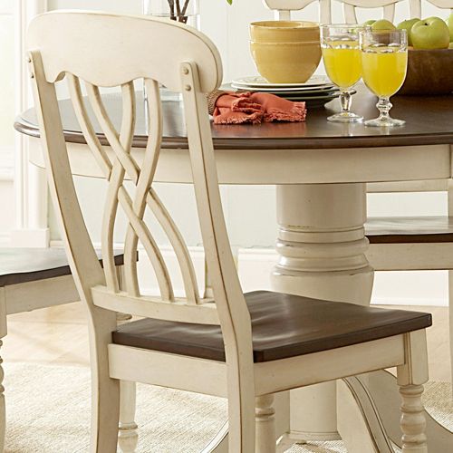 Oxford Creek 5pcs Antique White Round Dining Table Set - Furniture 