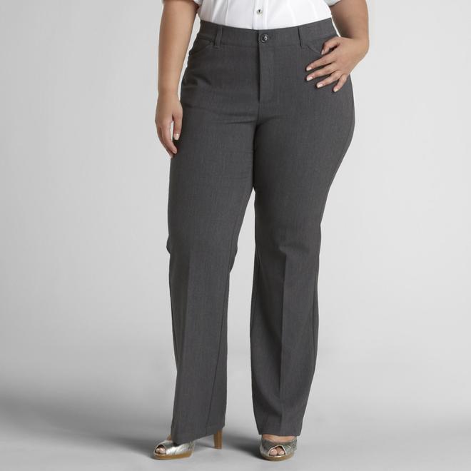 Beverly Drive Women's Plus Diamond Fit Tummy Control Dress Pants