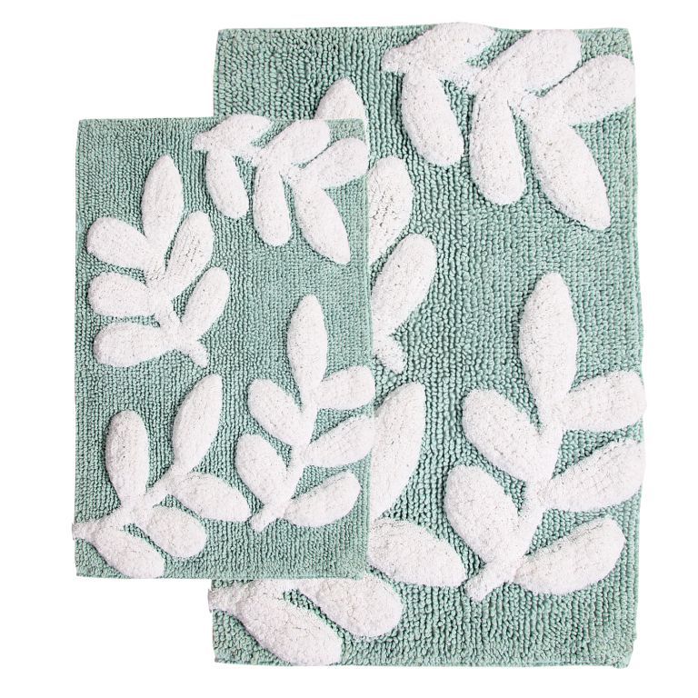 2 Piece Monte Carlo Bath Rug Set - 21"x34" and 17"x24" - Moonstone and White