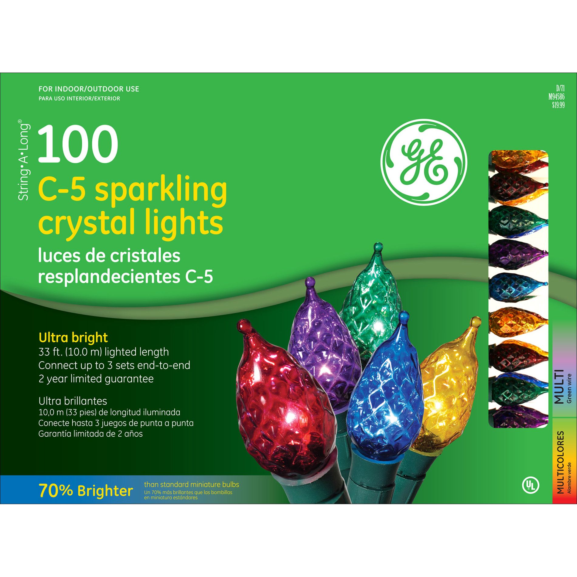 General Electric StringALong 100ct C5 Sparkling Crystal Light Set