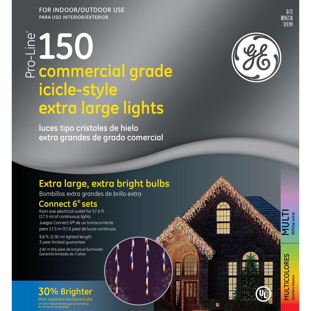 GE Appliances Multi-Color Icicle Christmas Light Strings, 3 Pack