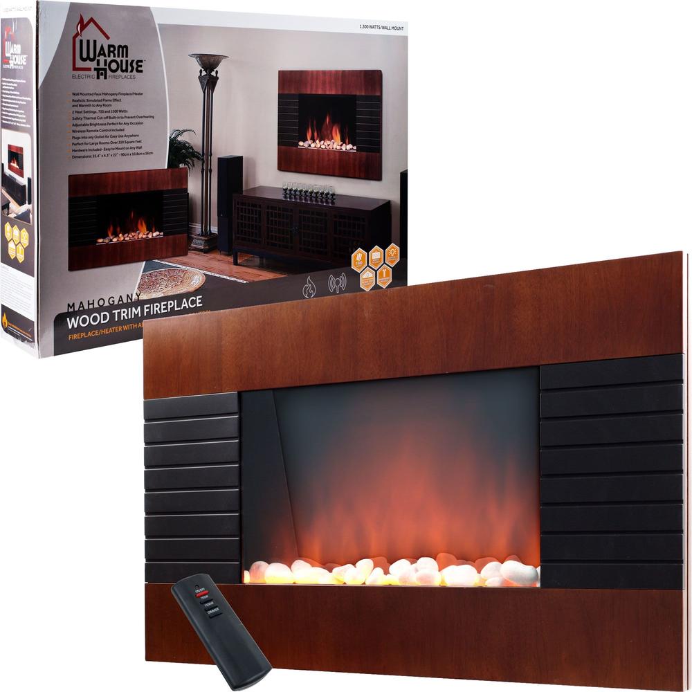 Mahogany Trim Fireplace 1500 Watt Heater