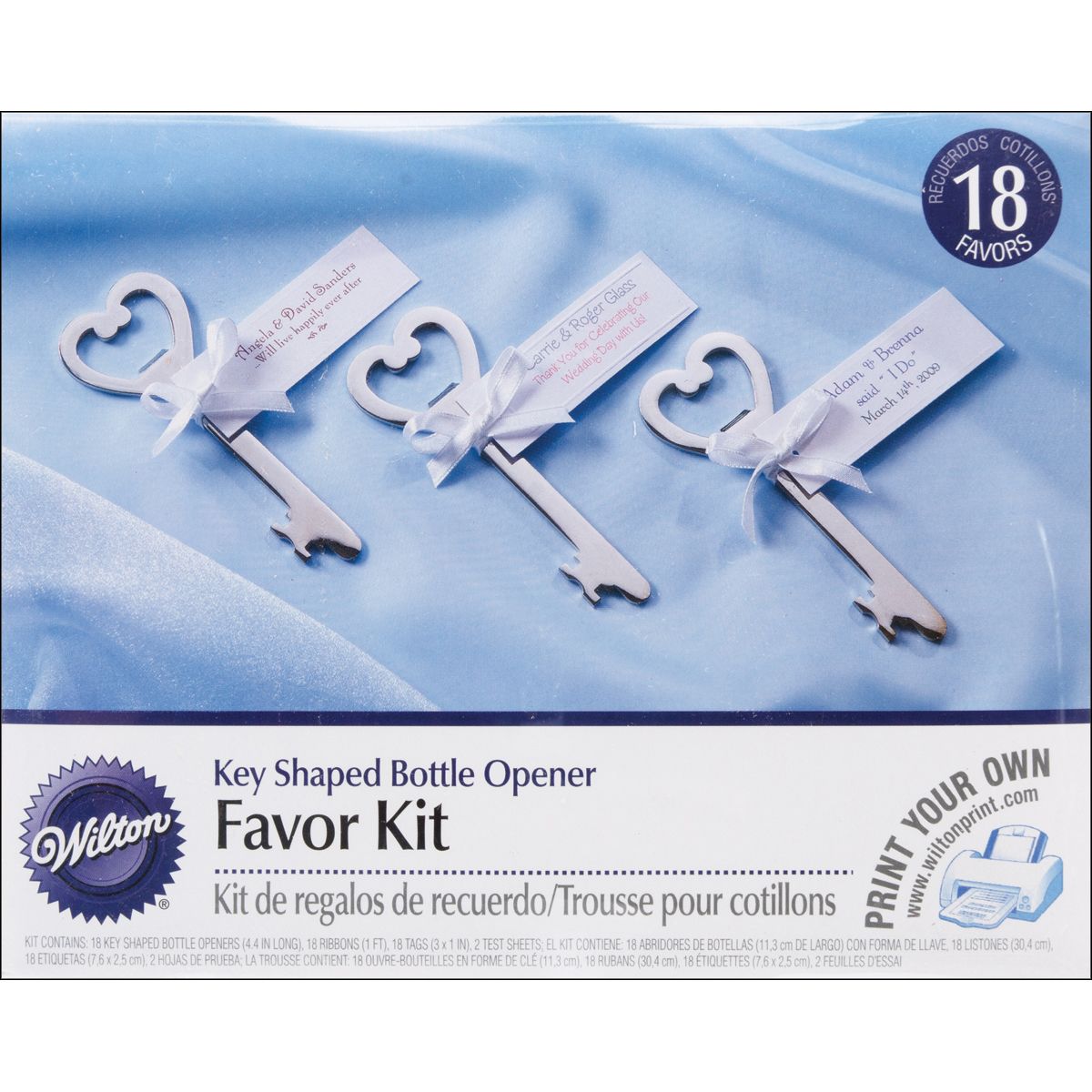 Wilton 18-pack Key-Shaped Bottle Opener Favor Kit