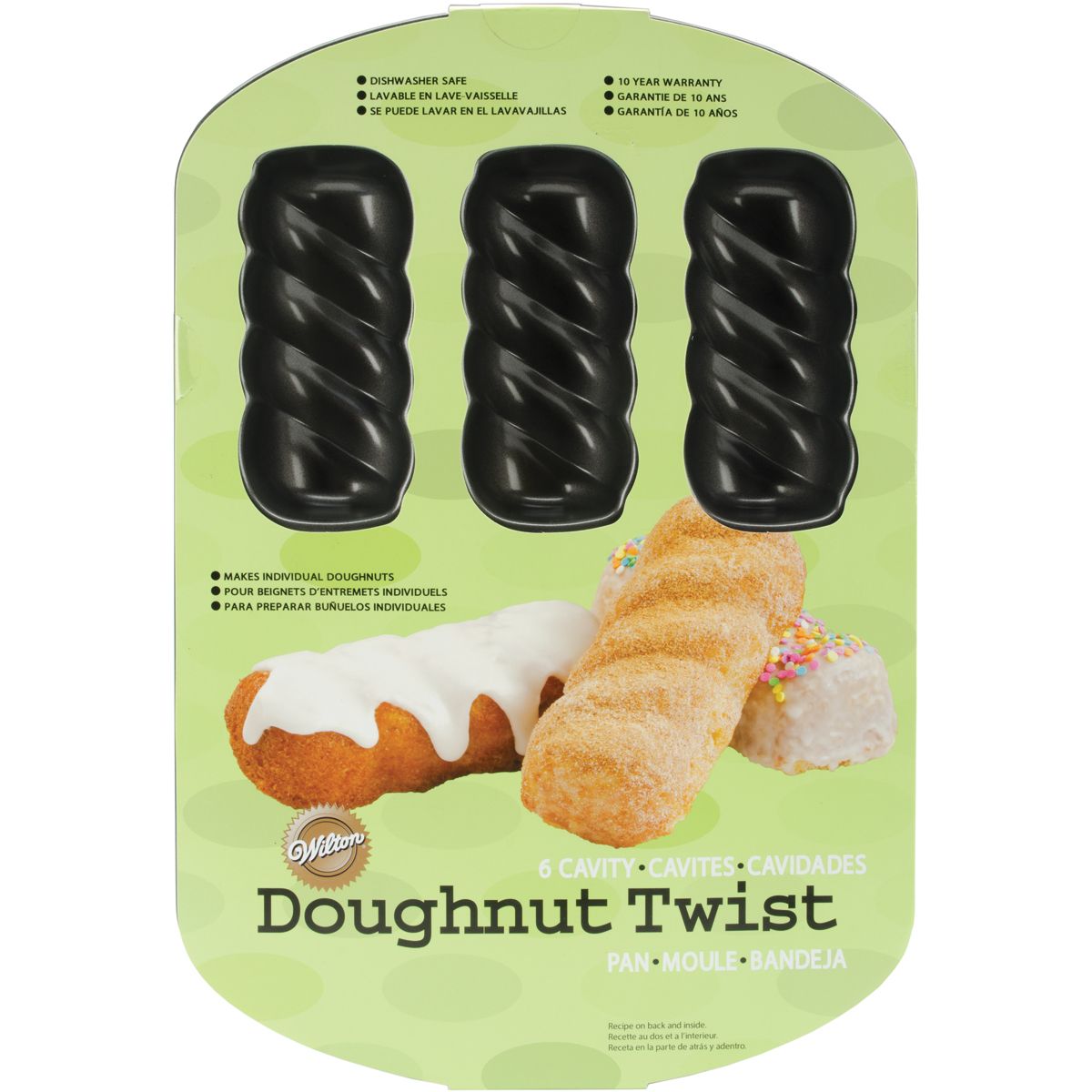 Wilton 6-Hollow Doughnut Twist Pan Baking Mold Dishwasher Safe