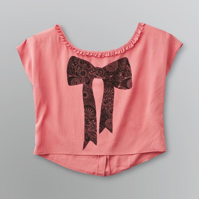 Dream Out Loud by Selena Gomez Junior's Crepe Blouse Flocked Bow