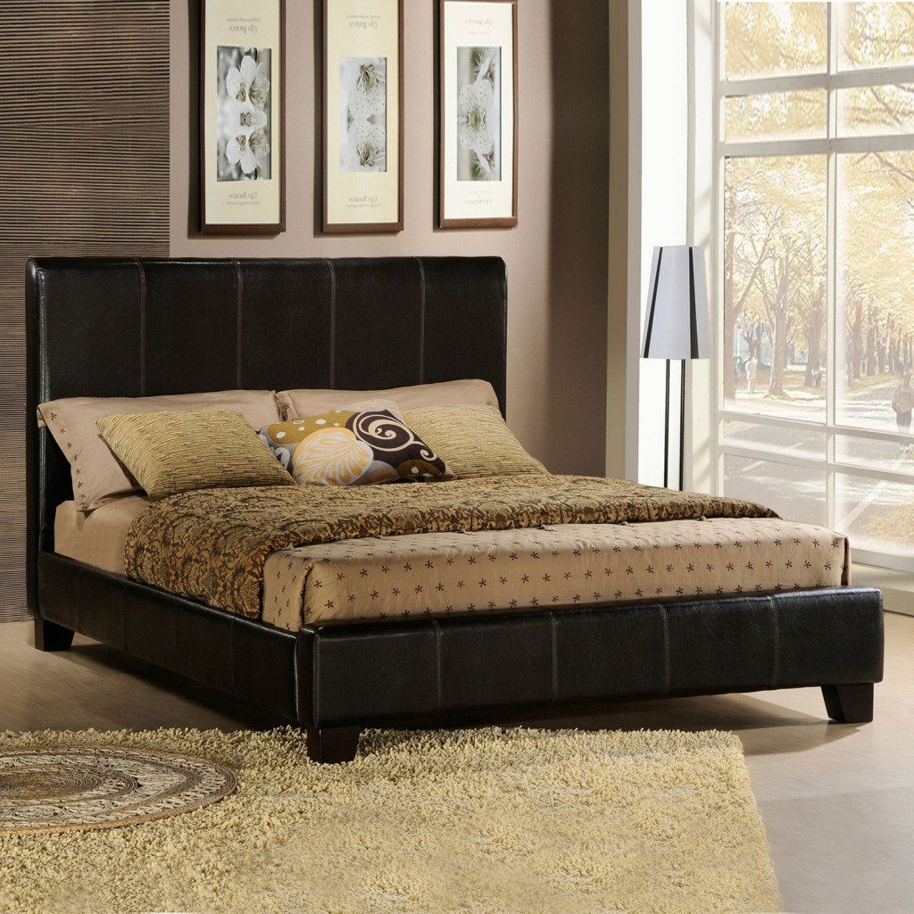 Oxford Creek Dark Brown Faux Leather Queen-size Bed at Kmart.com