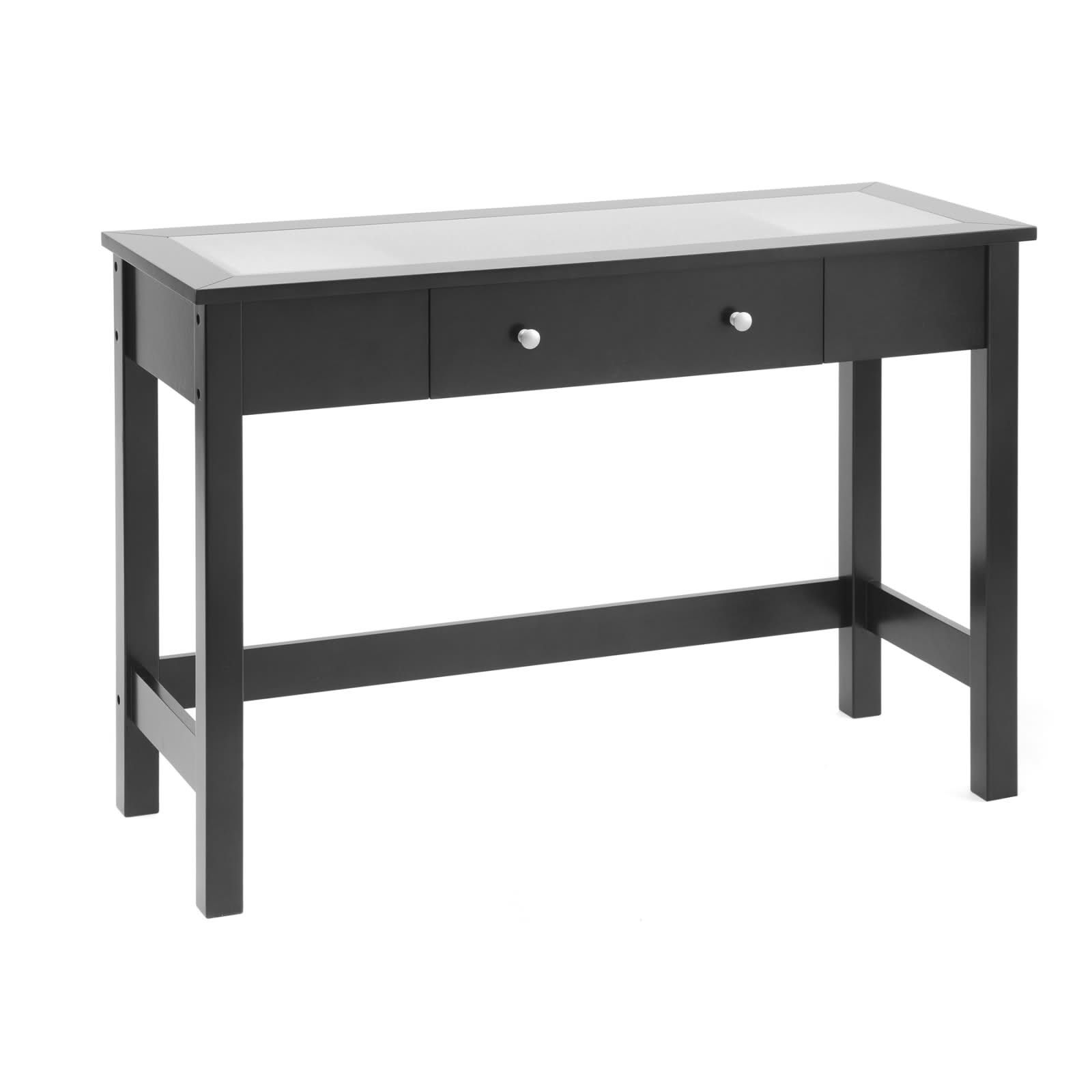 Bay Shore Collection Sofa/Console Table with Drawer and Glass Top - Black