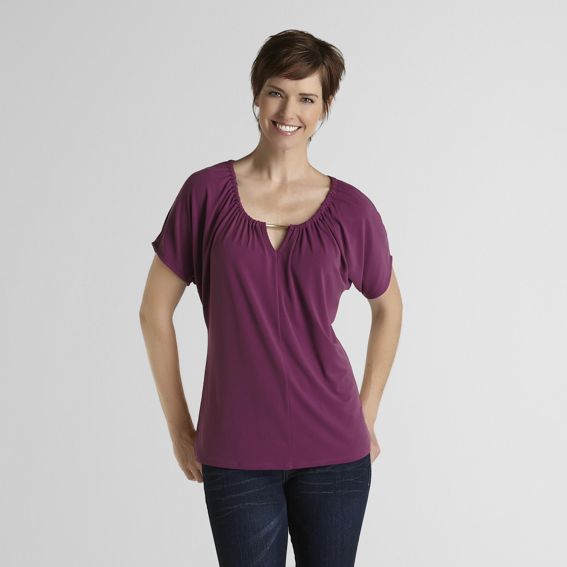 Jaclyn Smith Women's Notched-Neck Top at Kmart.com