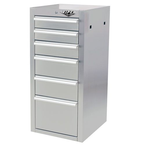 Viper Tool Storage 16-Inch 6 Drawer Side Cabinet  304 Stainless Steel