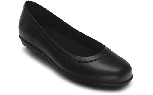 Woman's Grace Slip-Resistant Flat Black Leather #12121