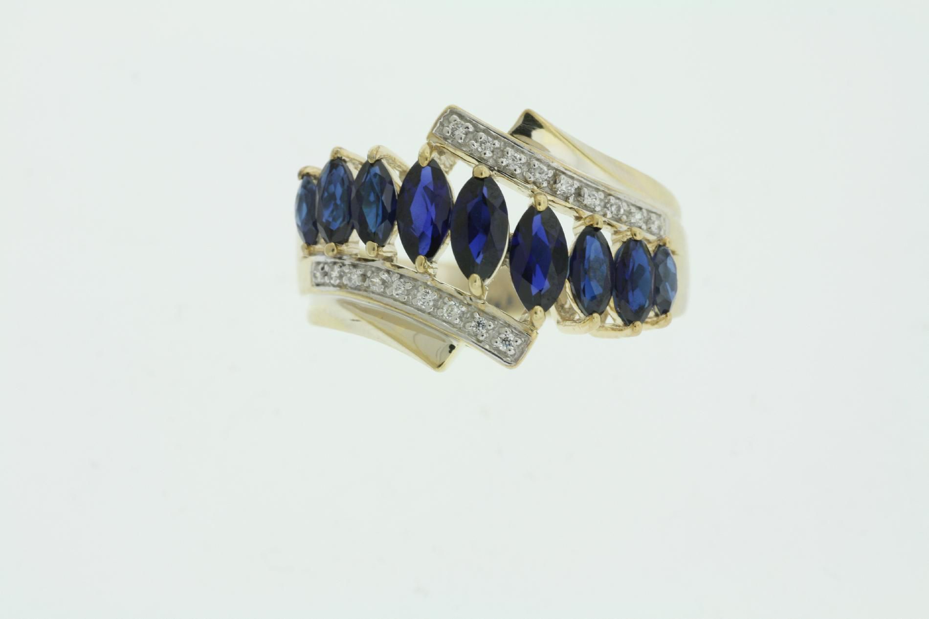 Gold over Silver Lab Created Sapphire Marquis Ring