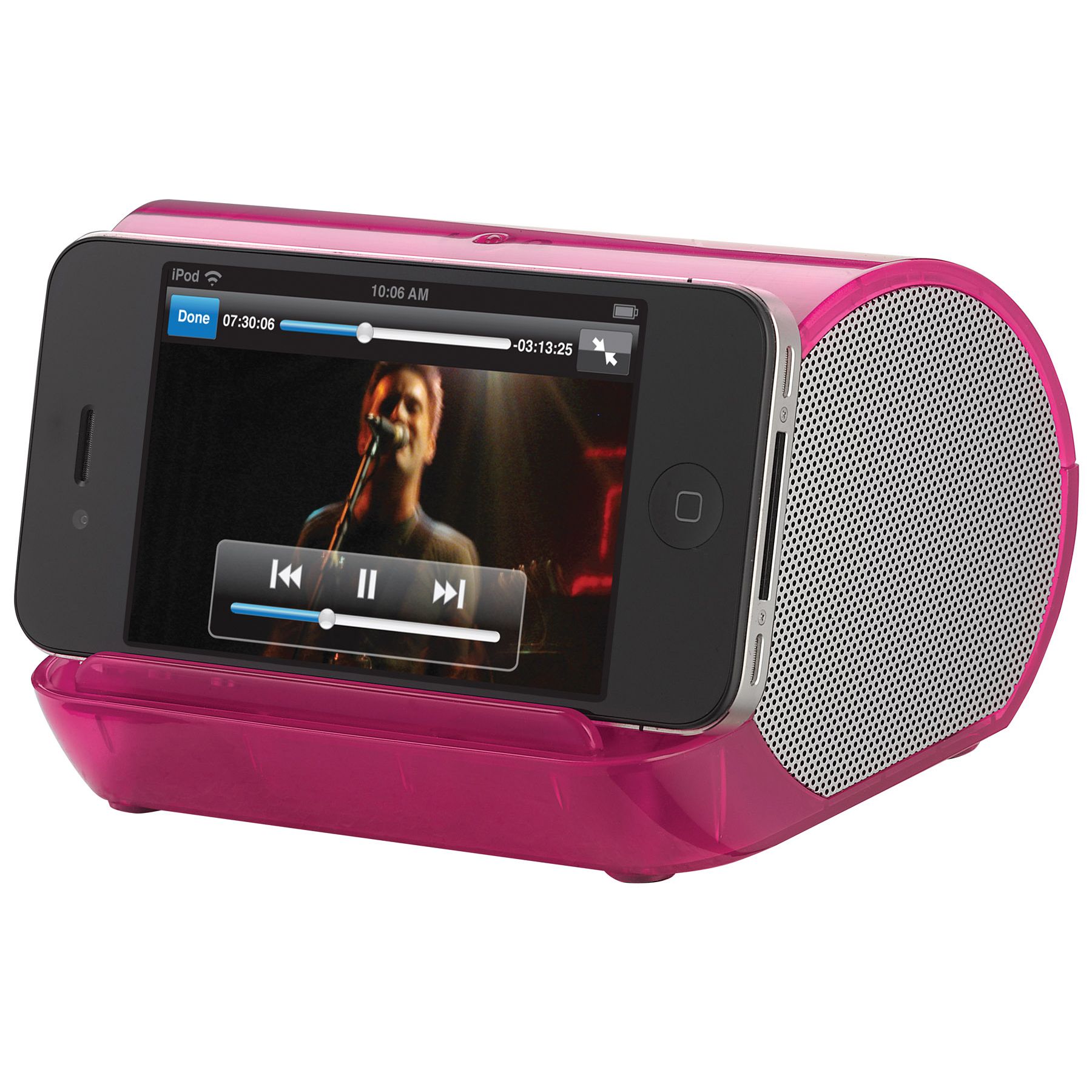 iHOME iHM9 Portable Translucent MP3 Player Stereo Speaker System Pink