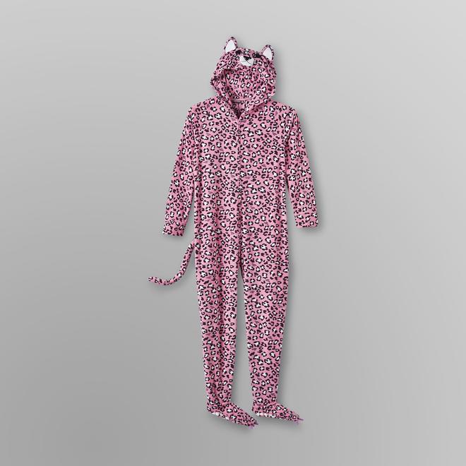 Joe Boxer Women's Footed Pajamas Leopard Print