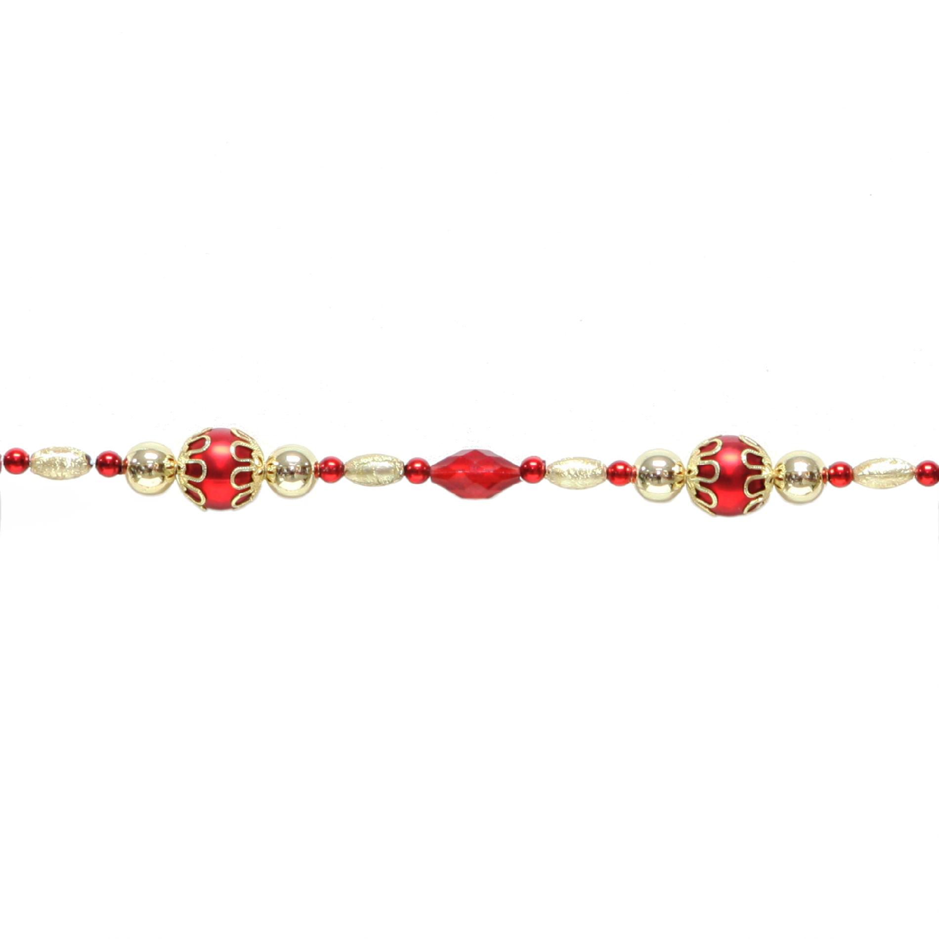 8 ft. Sleigh Bell Song Esquire Bead Garland - Crimson/Ruby Jewel/Gold