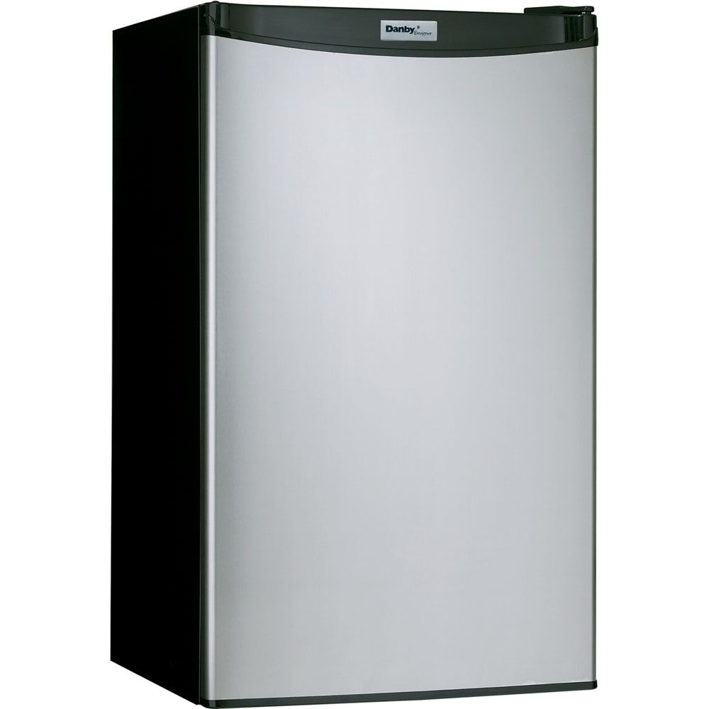 3.2 Cu. Ft. Designer Compact Refrigerator - Black with Spotless Steel Door