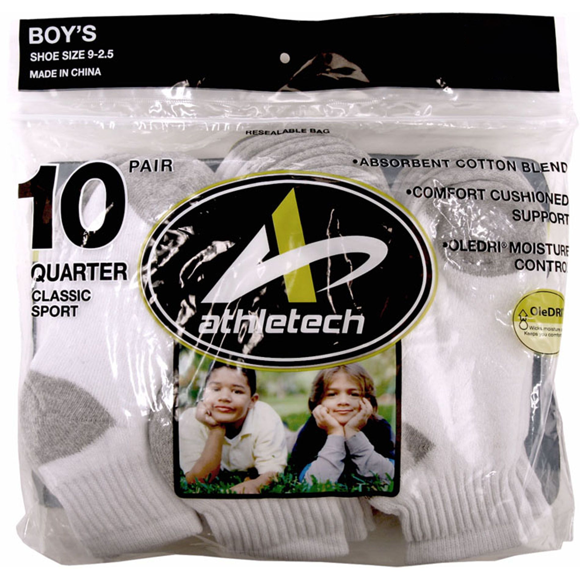 Boy's Ten-Pair Quarter Socks