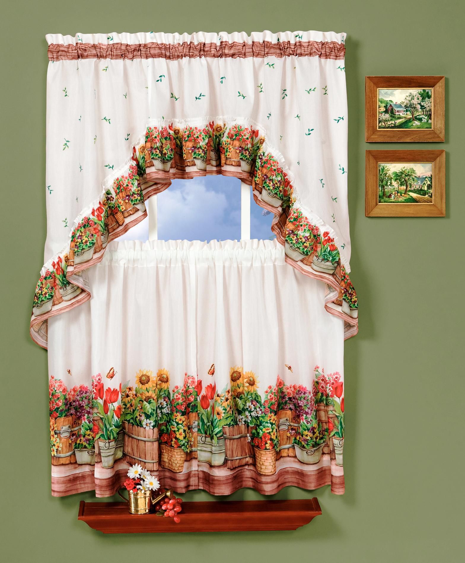 Country Garden - Printed Tier and Swag Set - Multi Available in 57" x 24" and 57" x 36"