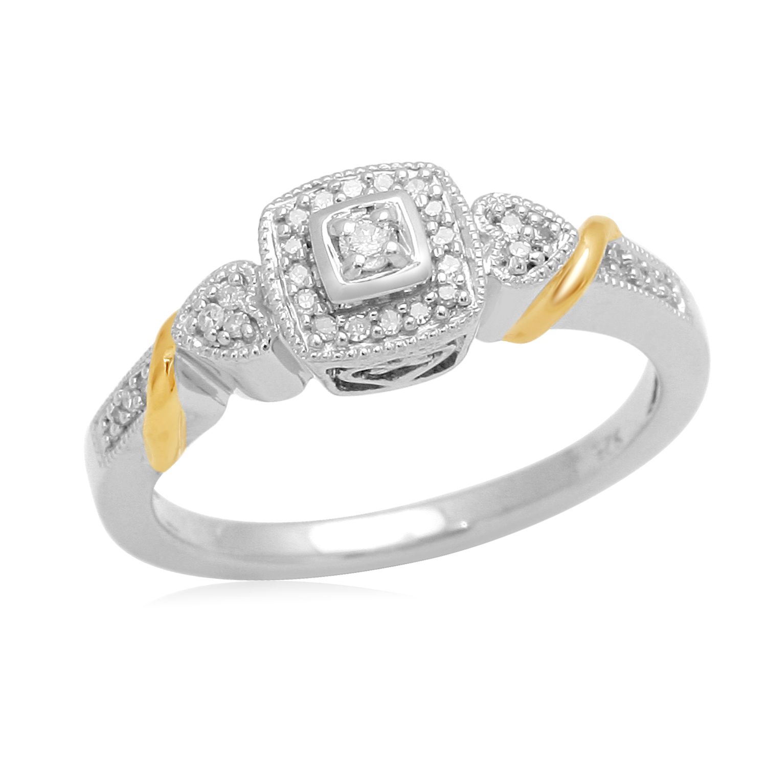 Two-tone 1/10ct Princess Diamond Eternal Treasures Promise Ring