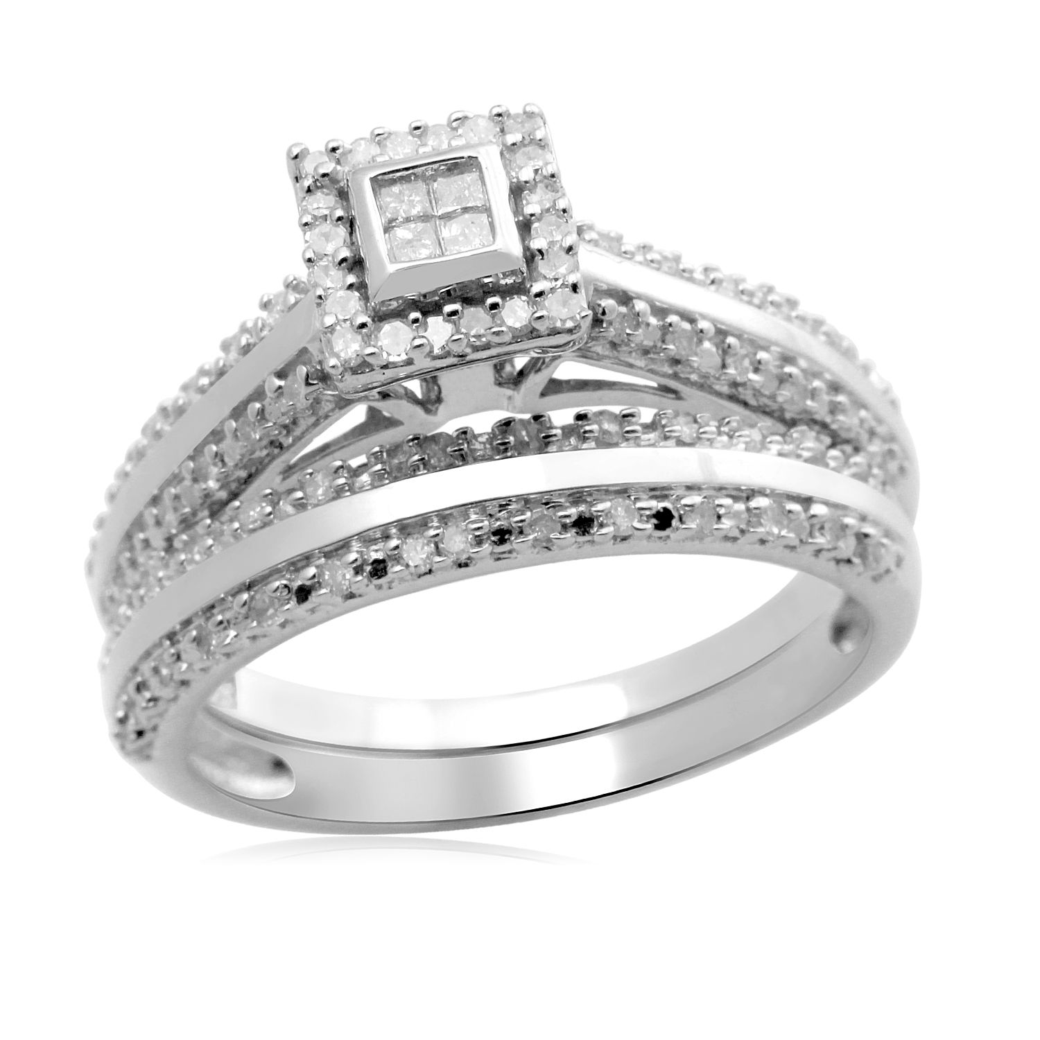 Eternal Treasures Sterling Silver 1/3ct Princess Diamond Eternal Treasures Bridal Set at Kmart.com