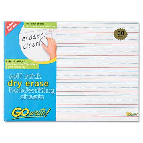 GOWRITE DRY ERASE HANDWRITING SHEETS, 8 1/4 X 11, LINED, 30/PACK