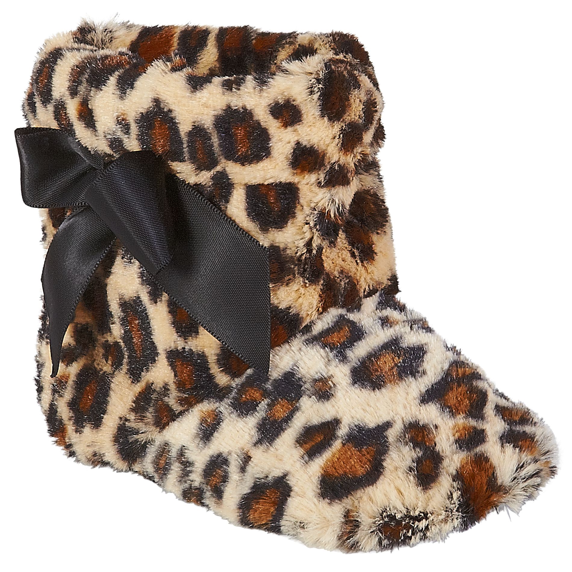 Natural Steps Infant Girl's Faux Fur Slipper Snuggle - Leopard