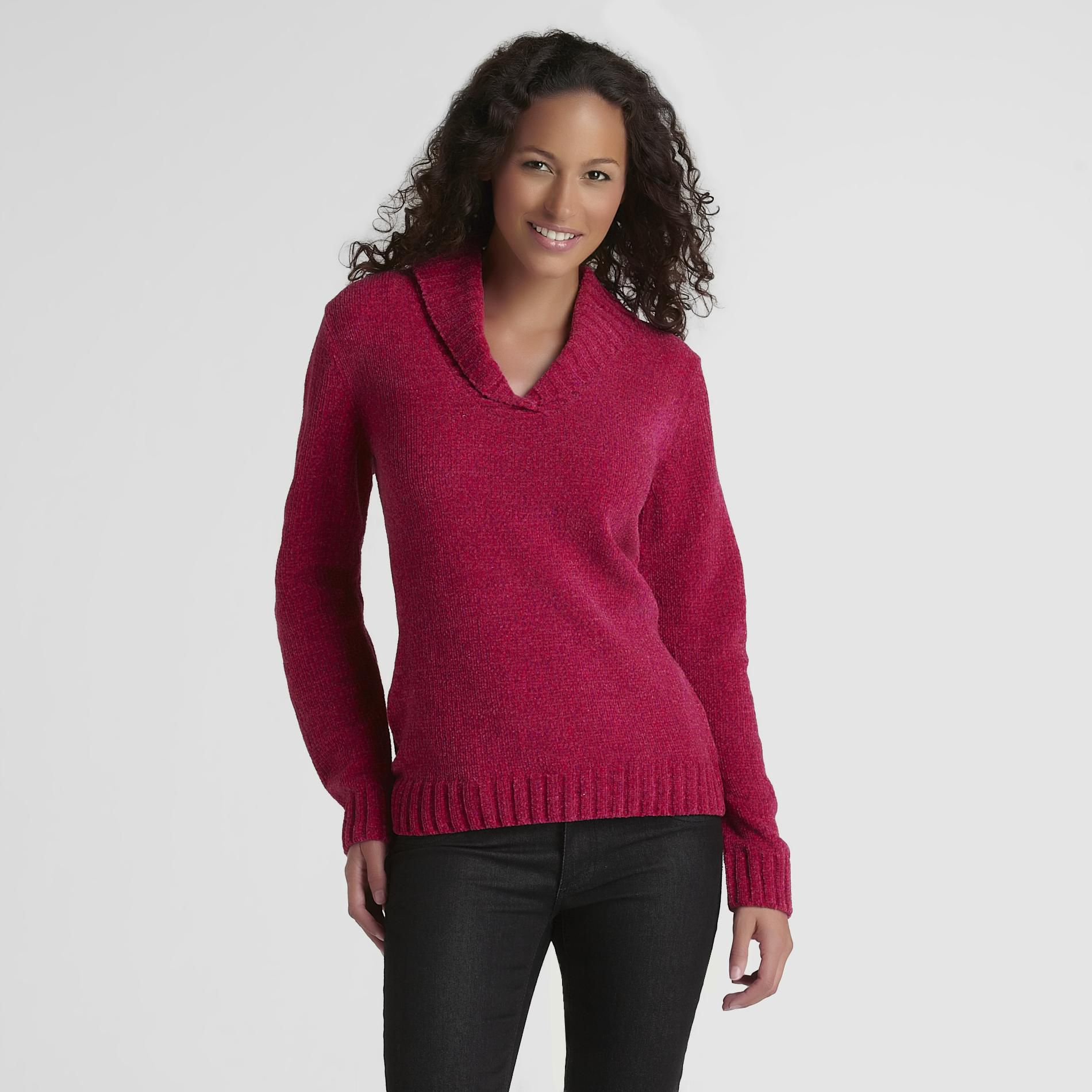 Basic Editions Women's Shawl Collar Chenille Sweater at Kmart.com