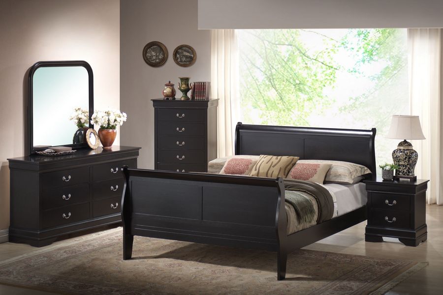 Baxton Studio Harrell Black King Size Modern Bedroom Set