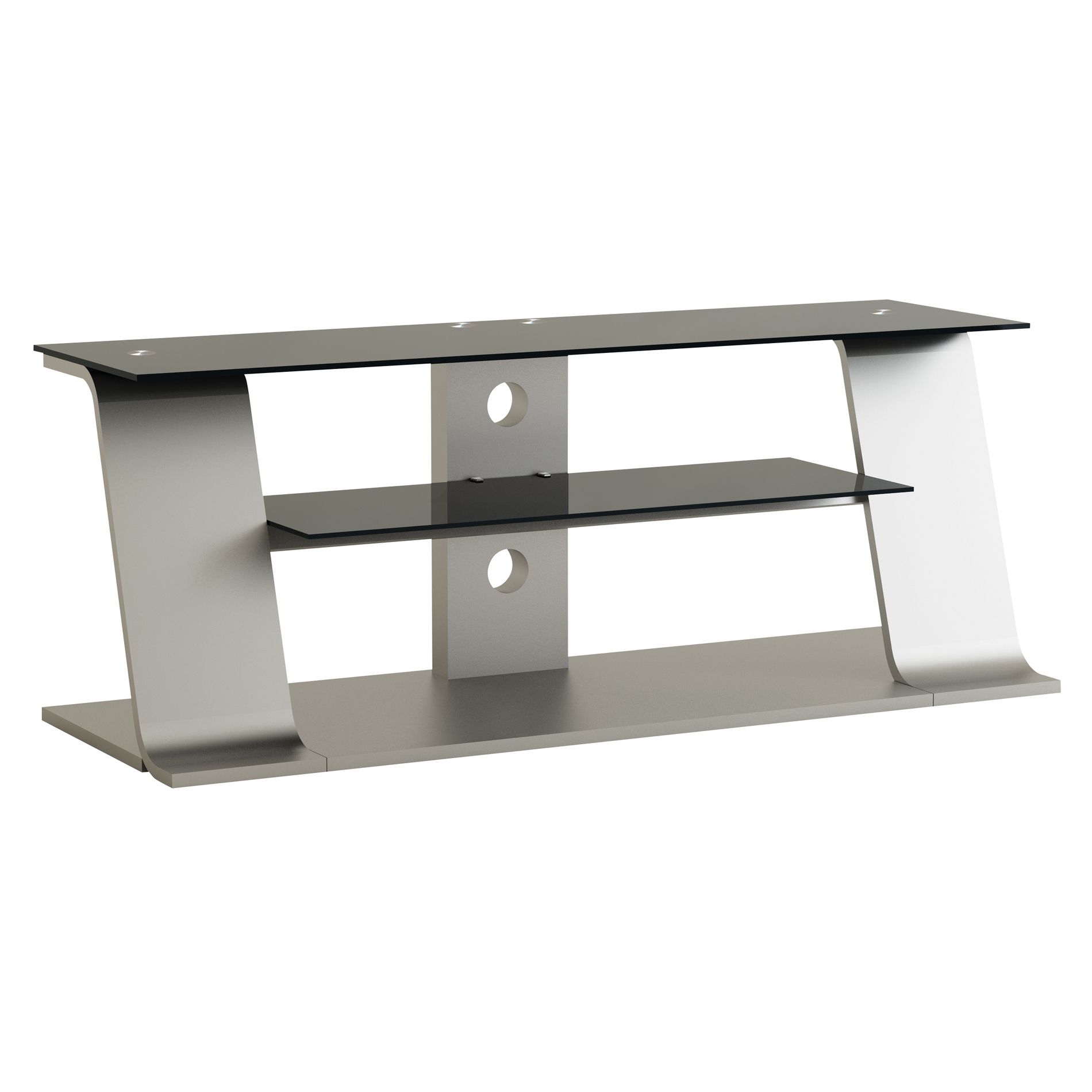 Alphaline™ Silver Metal and Glass TV Stand Shop Your Way Online