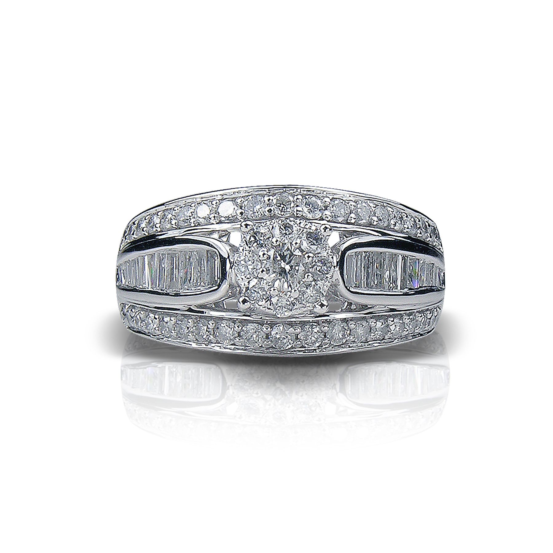 1 1/3cttw Round Certified Diamond Bridal Set 10k White Gold Ring