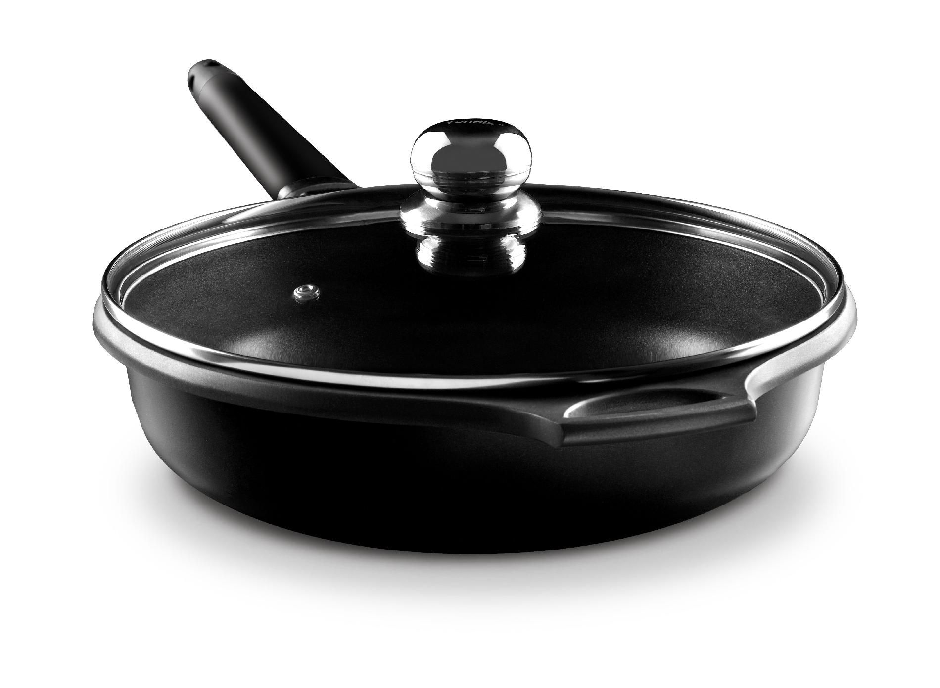 FUNDIX by Castey 12 / 4.75 Qt Sautร Pan w/Lid & Black Removable Handle