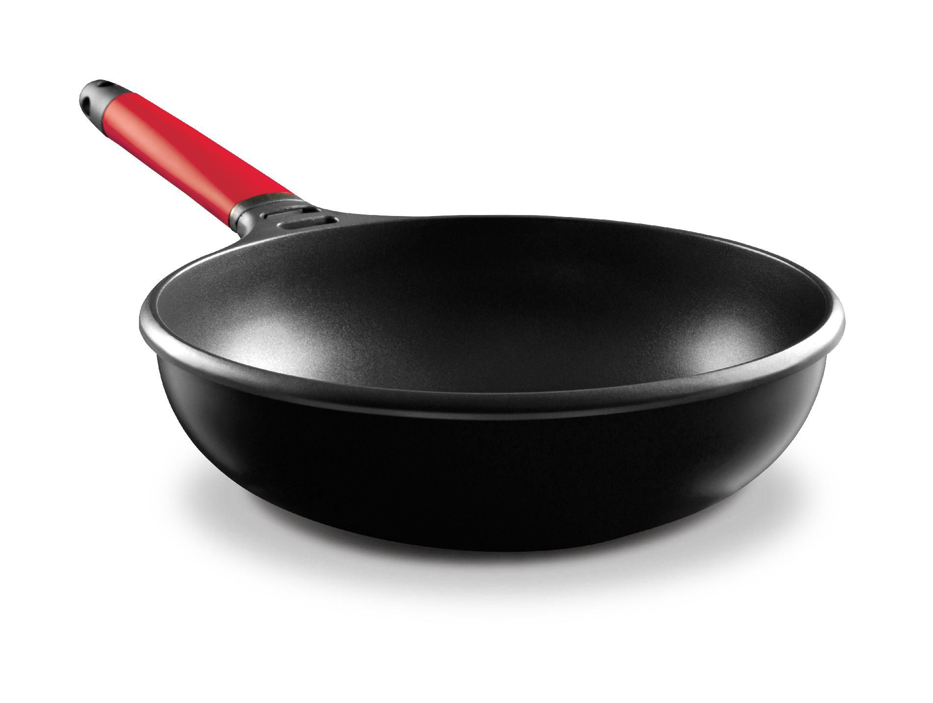 11" Wok w/Red Removable Handle