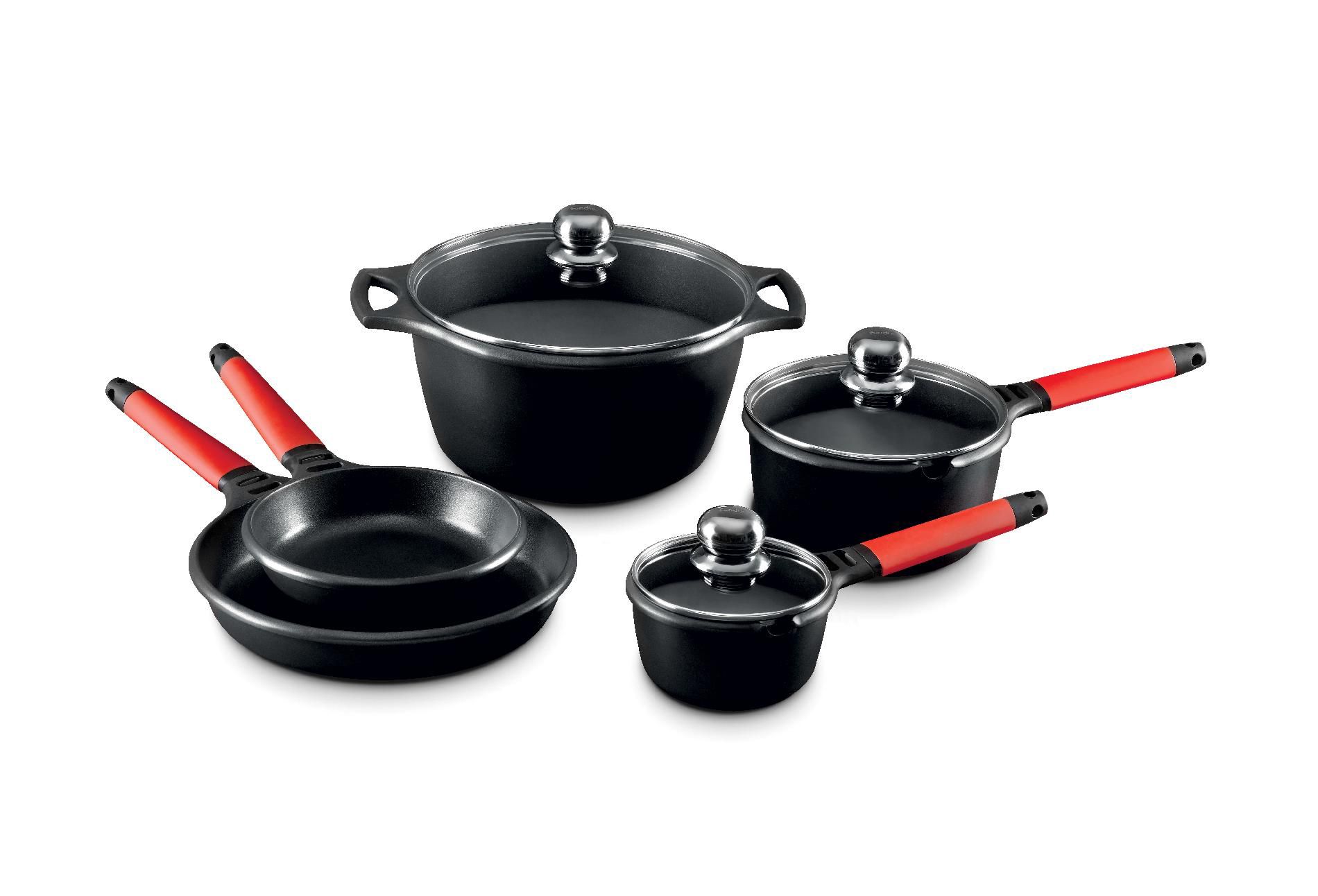 FUNDIX by Castey 8 Pc Cookware Set w/Red Handles