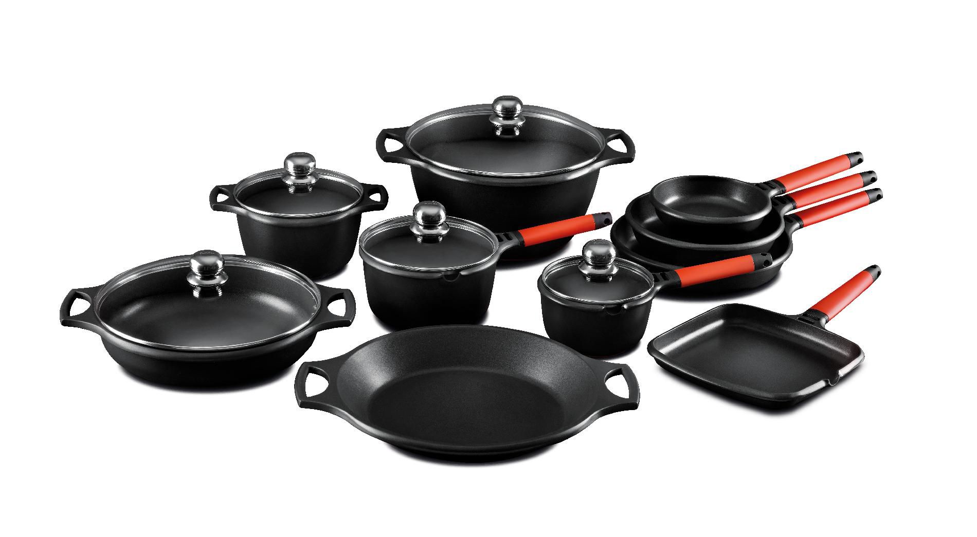 15 Pc Cookware Set w/Red Handles