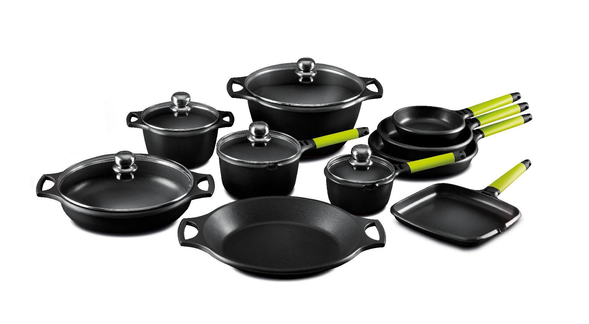 15 Pc Cookware Set w/Kiwi Handles