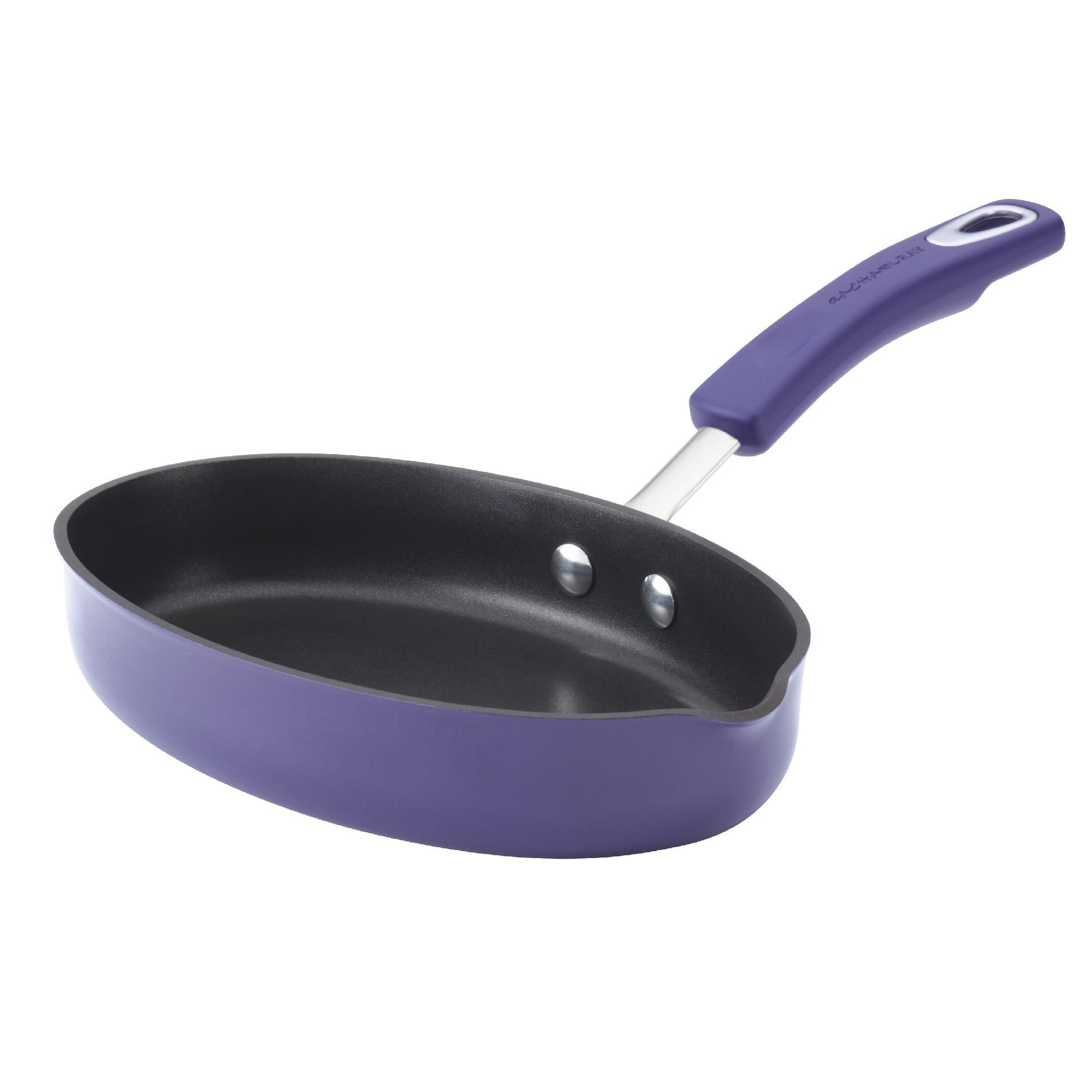 Rachael Ray Porcelain II 9-Inch Oval Skillet with Pour Spout  Purple