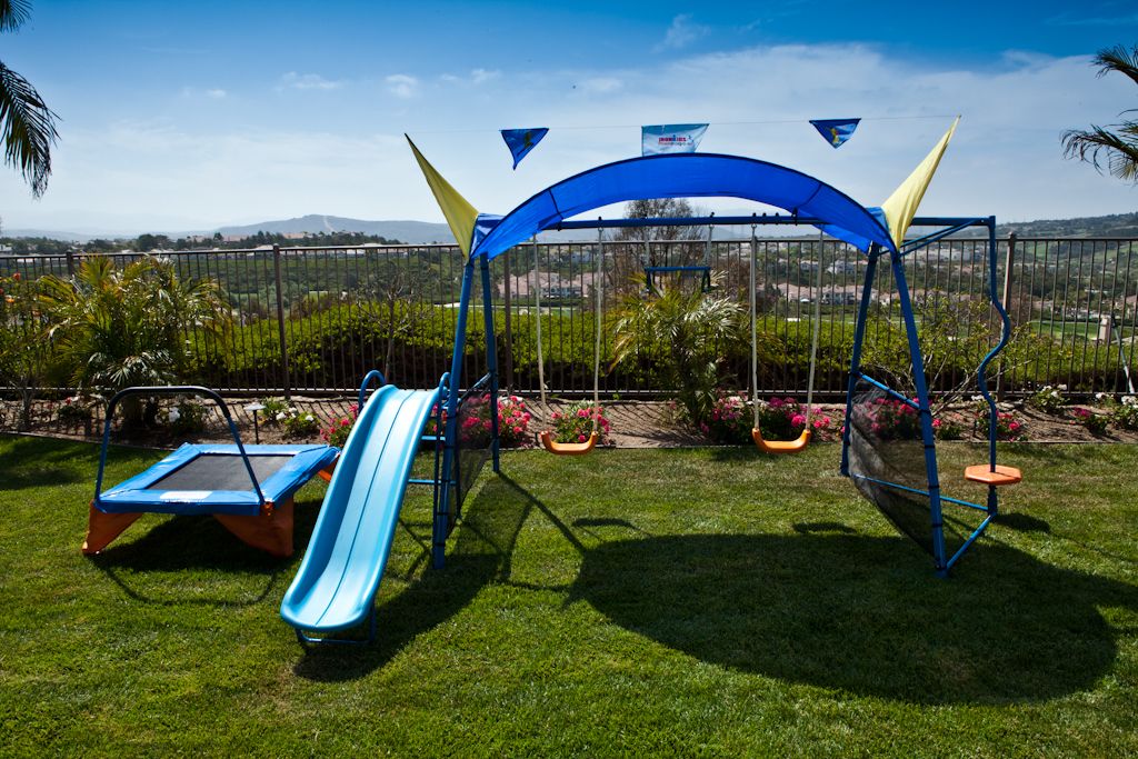 Iron Premier 300 Metal Swing Set with Trampoline Spinner and Expanded